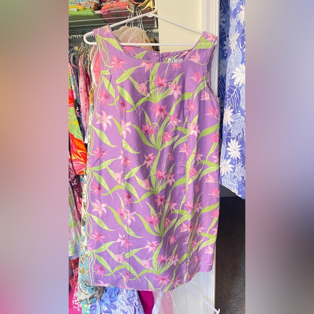 Lilly Pulitzer White Label Purple and Green Floral Dress. Size L